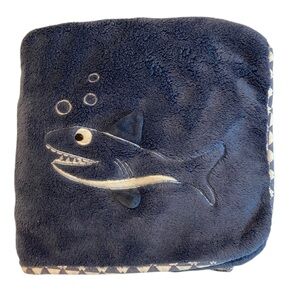 Maison Chic Blue Shark Bubbles Plush Baby Blanket 26” x 37”.
